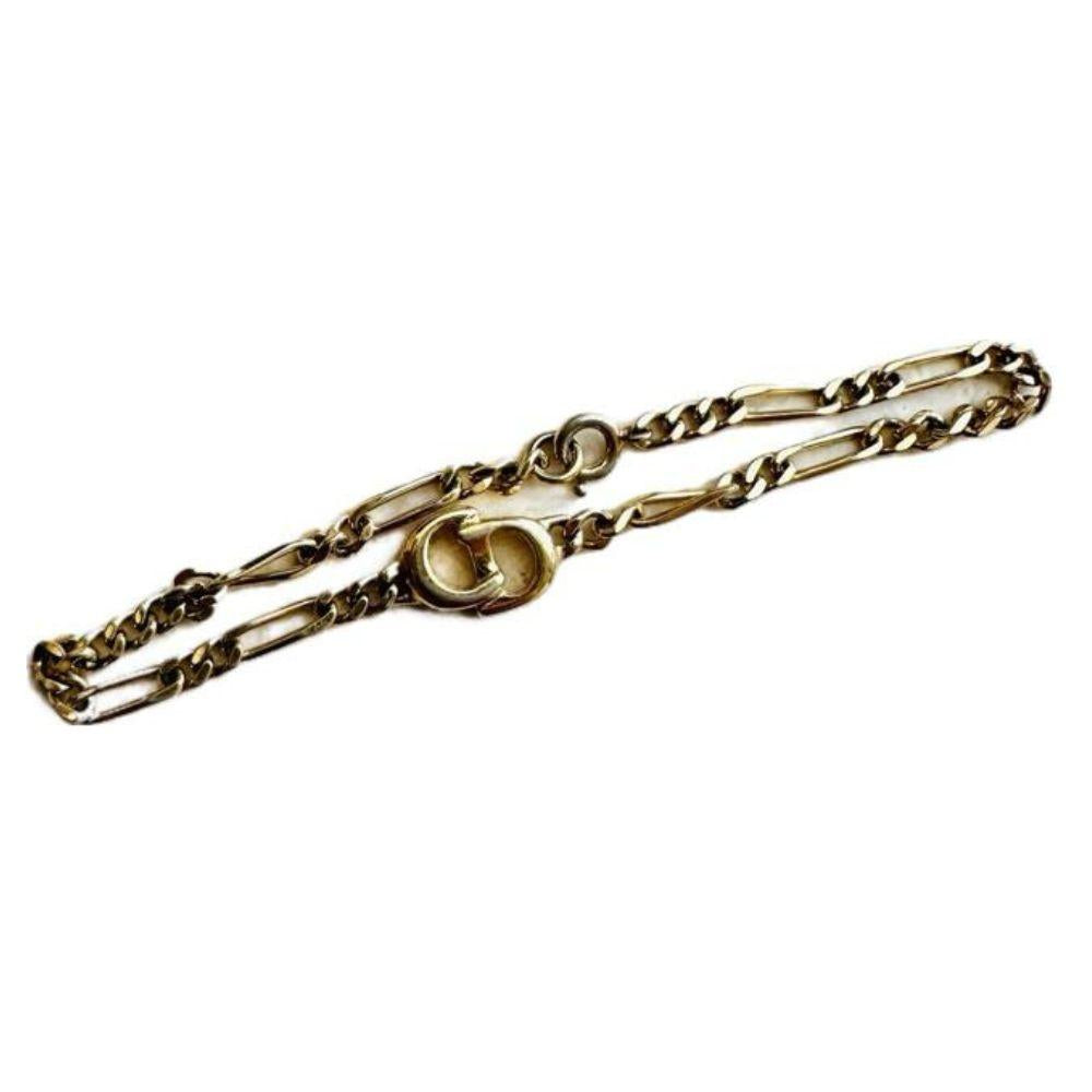 (Up to 17.5cm) Christian Dior CD Gold Logo Chain Bracelet