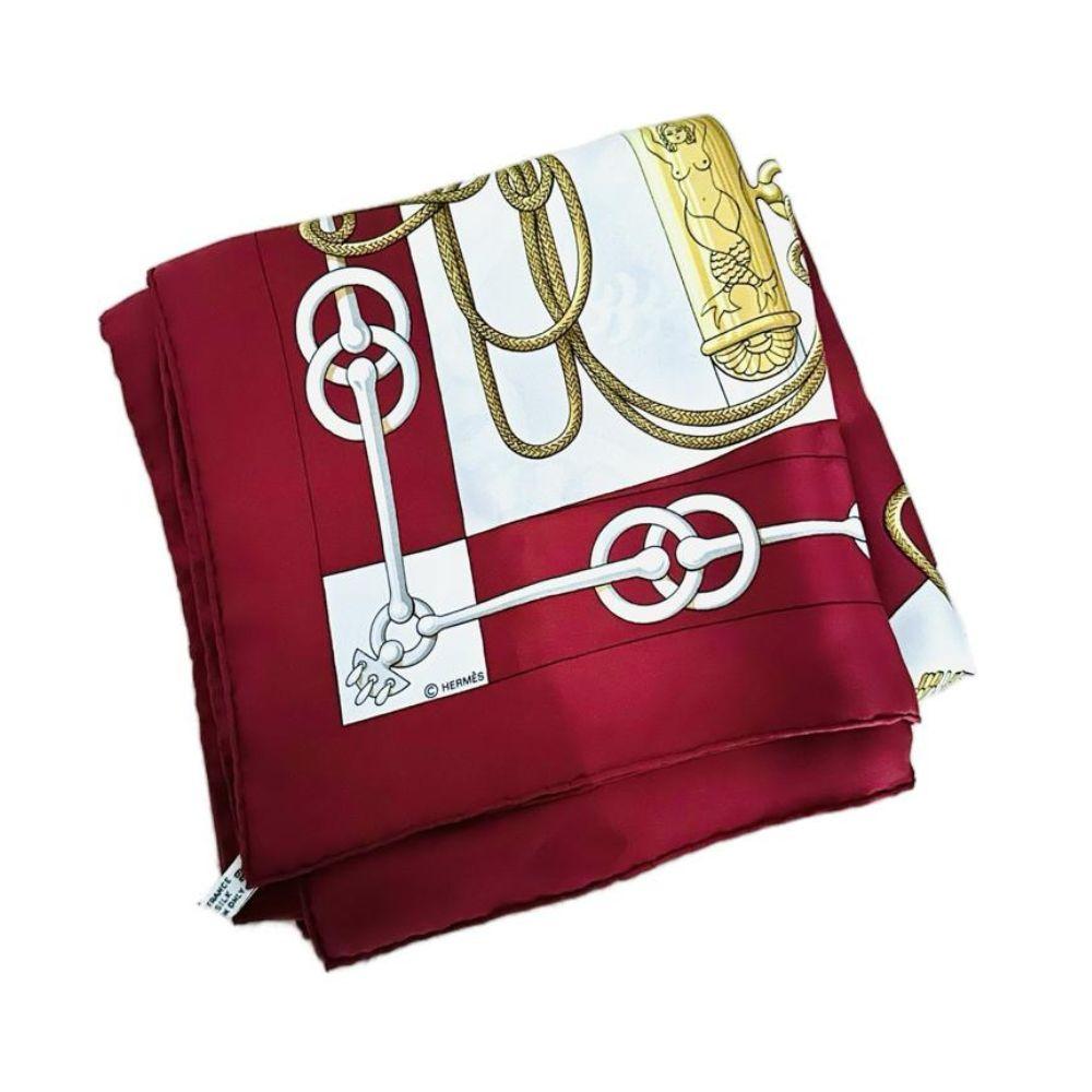 Hermes Red / White Multicolour Carre 90 Scarf