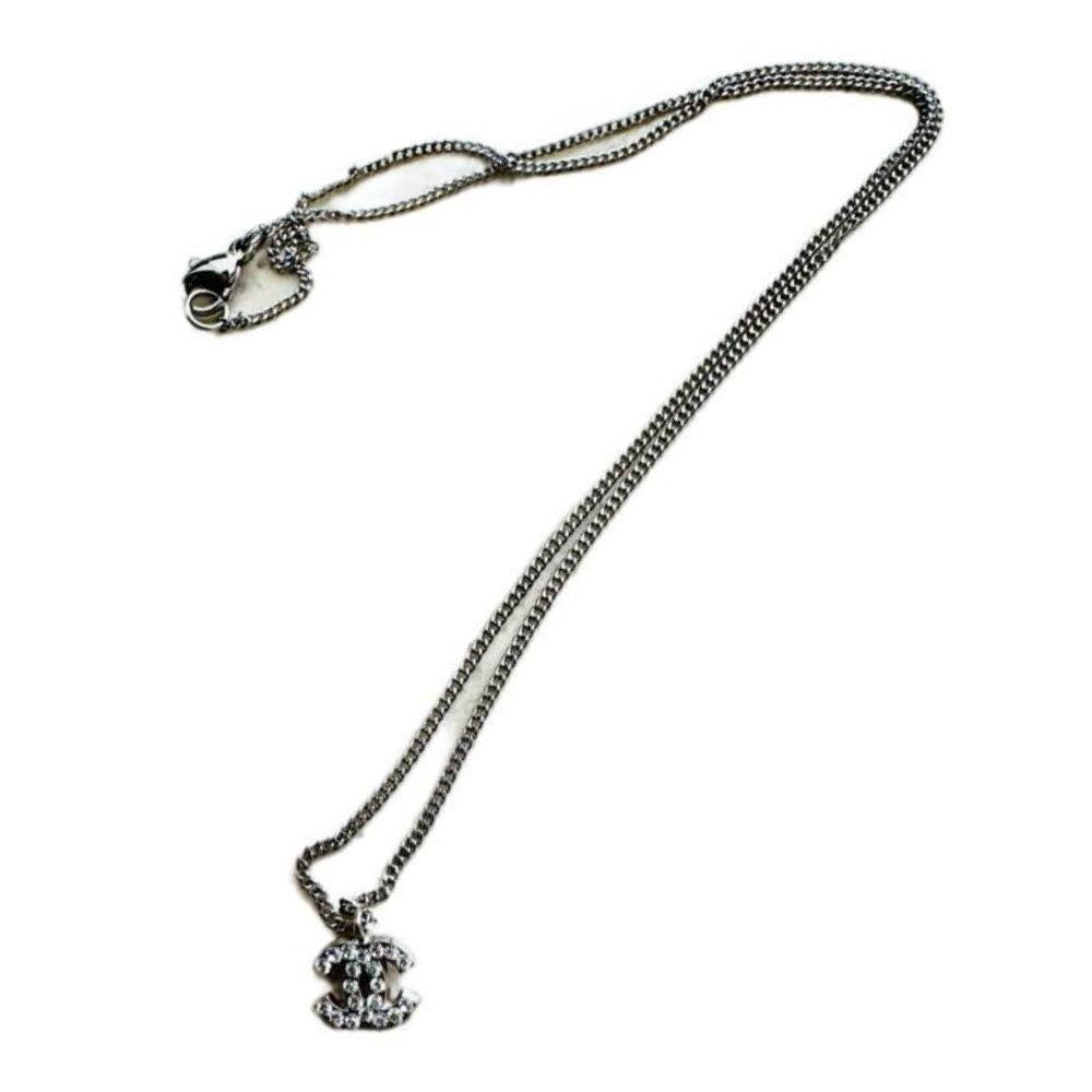 Chanel Silver and Crystals CC Necklace