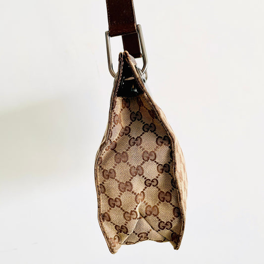 Gucci Beige / Brown GG Monogram Logo Eclipse Shoulder Sling Bag