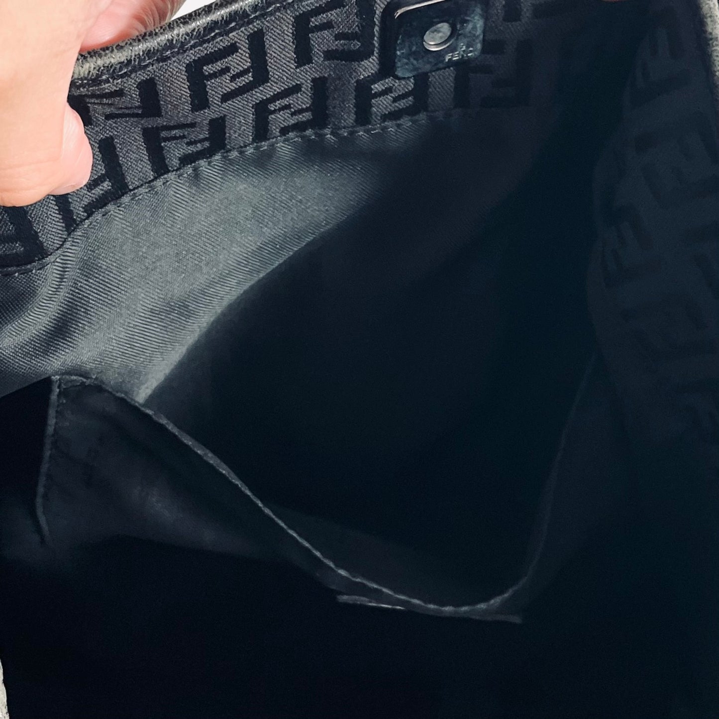 Fendi Dark Brown / Black Iridescent Zucca FF Monogram Logo Shopper Tote Bag