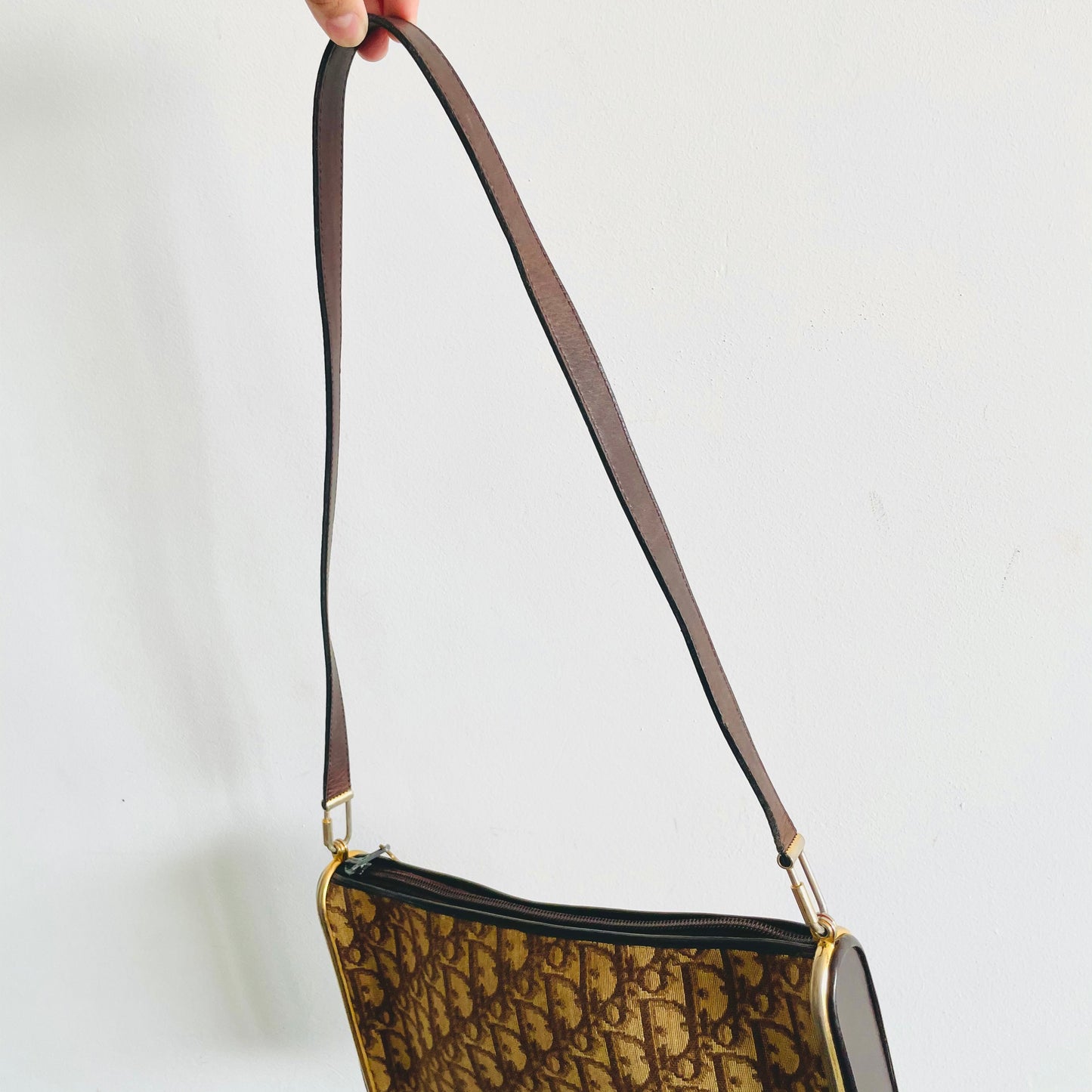 Christian Dior Brown Oblique Monogram Small Vintage Shoulder Sling Bag