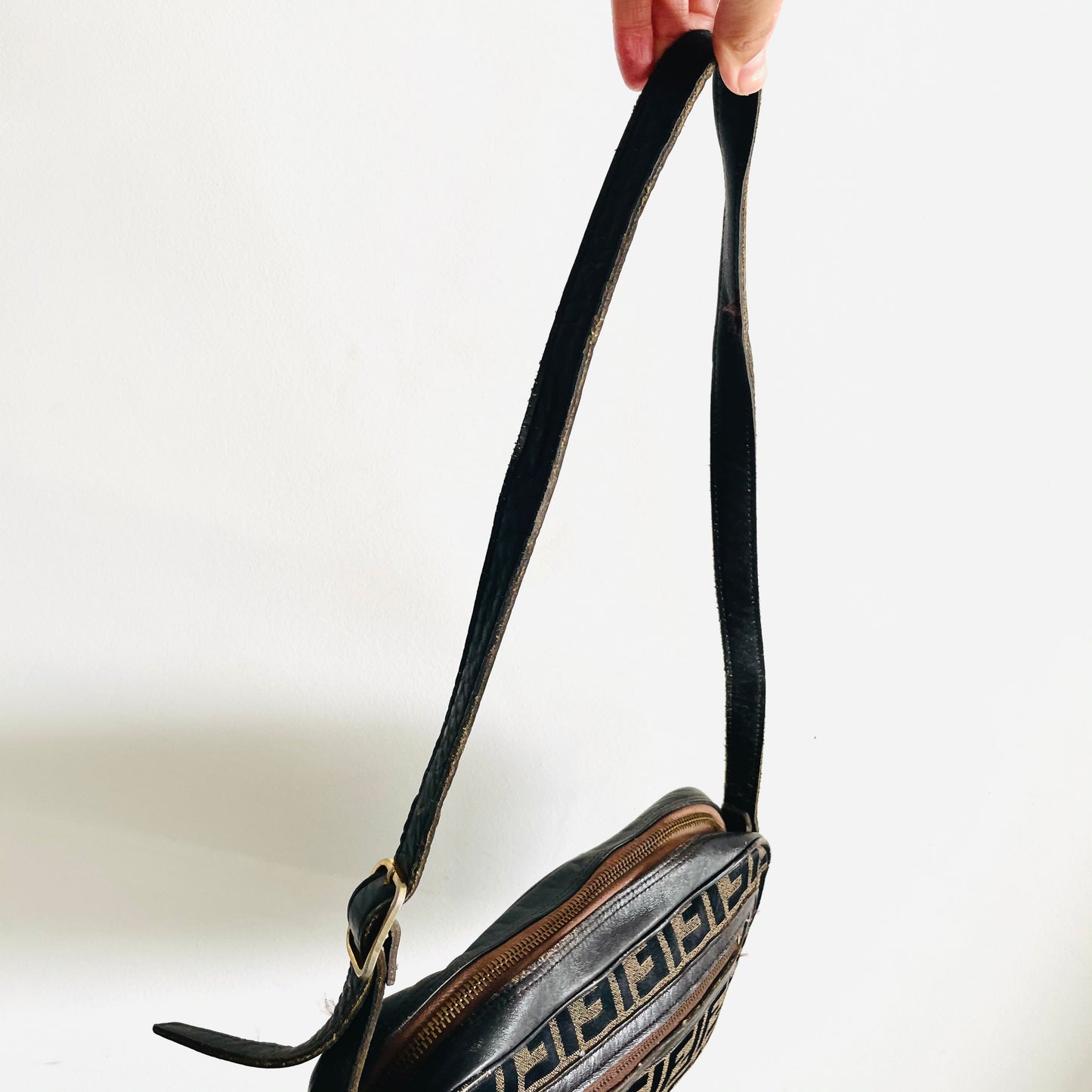 Fendi Zucca FF Monogram Logo Shoulder Sling Bag