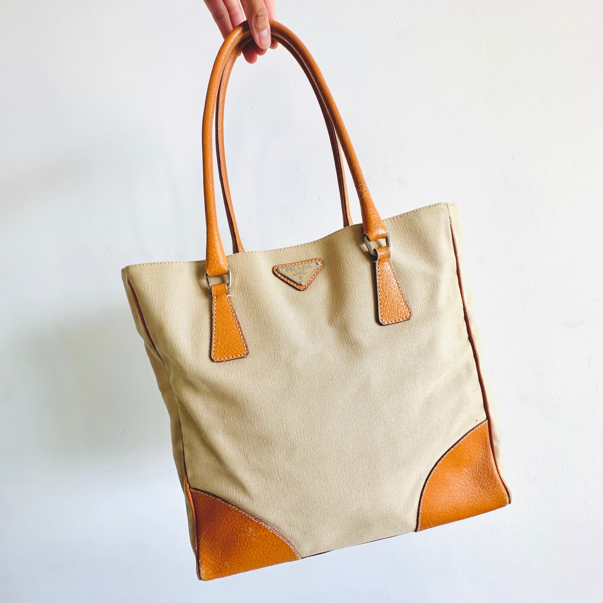Prada, Bags, Prada Tessuto Nylon Leather Trim Tote Bag Wcoa