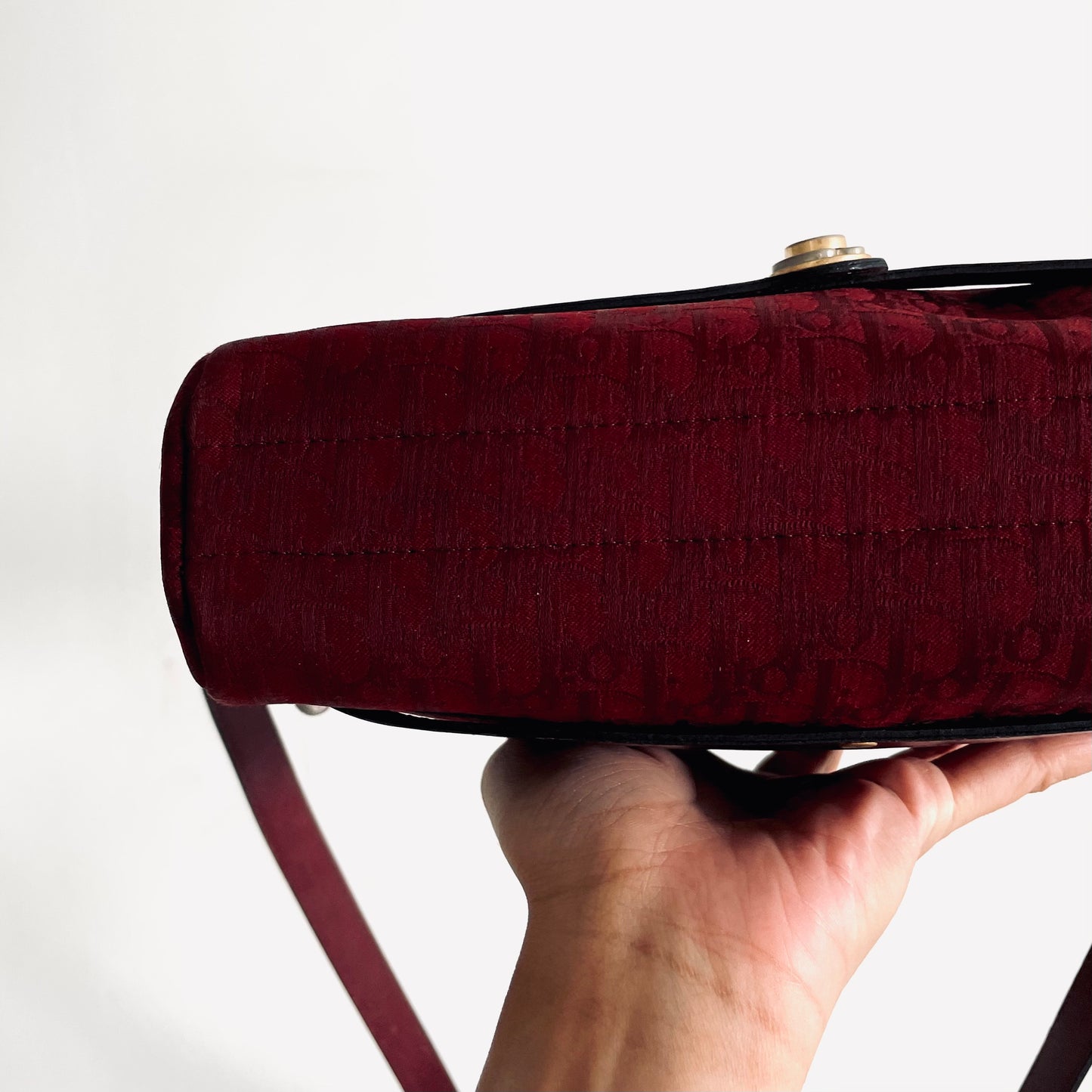 Christian Dior CD Burgundy Maroon Red Oblique Monogram Logo Vintage Shoulder Sling Bag