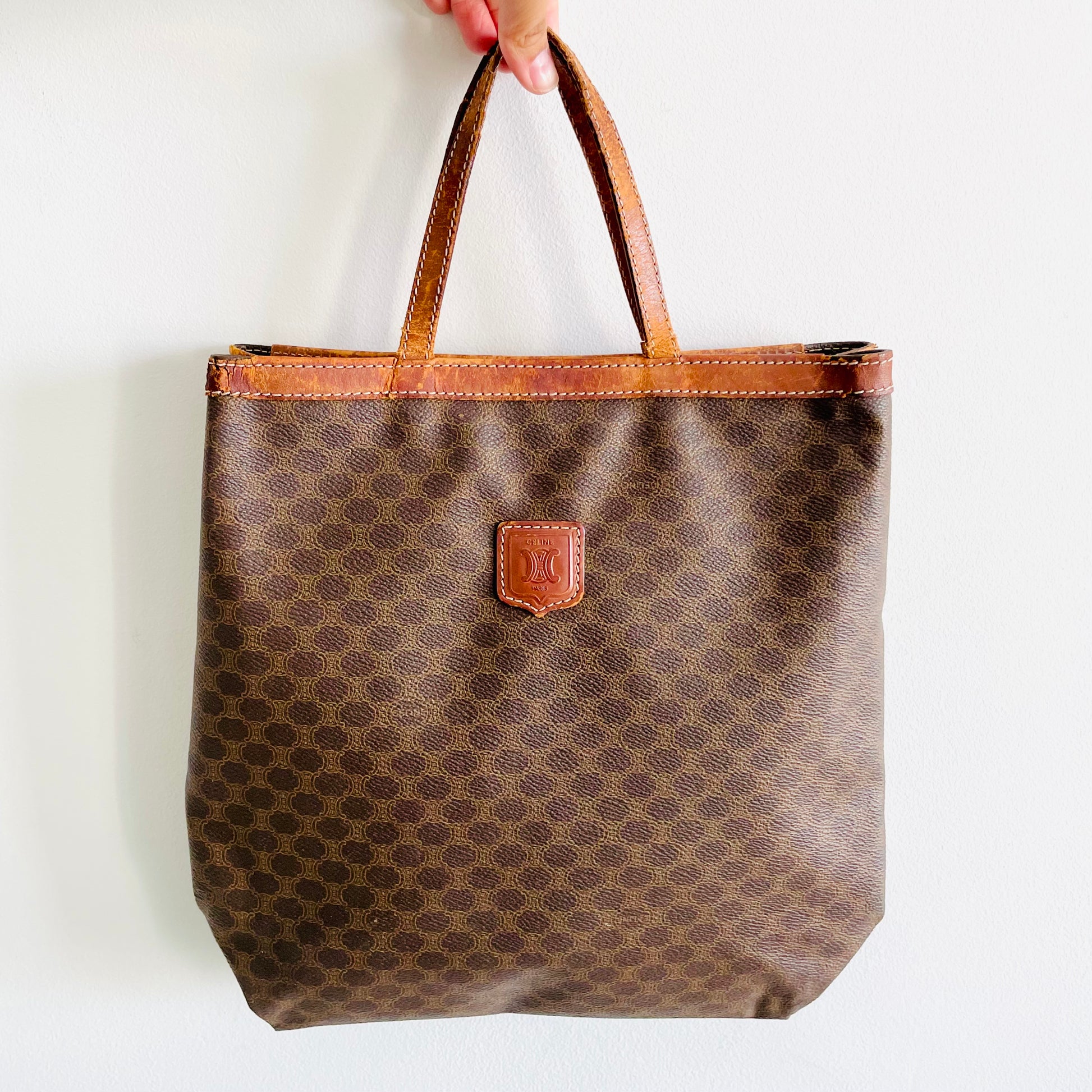 Celine Triomphe Macadam Monogram Logo Vintage Mini Classic Tote