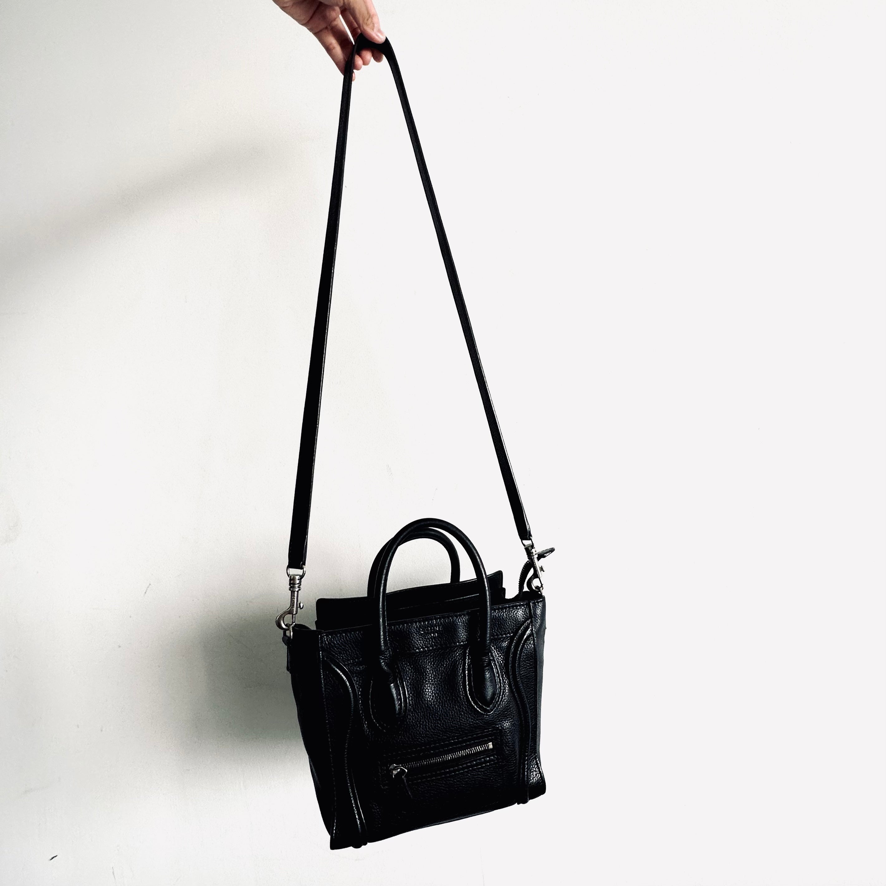 Celine drummed calfskin nano hotsell luggage black