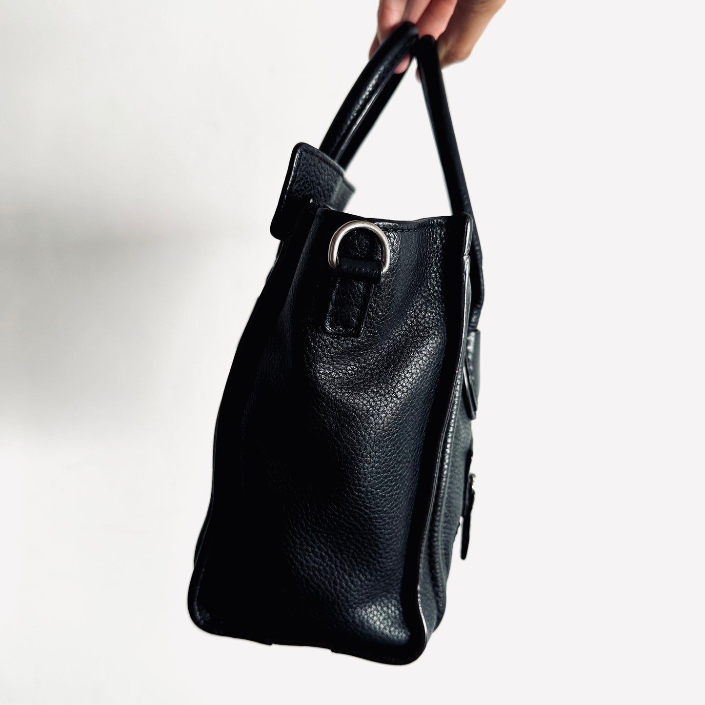 Celine Black Nano Luggage Logo Top Handle Shoulder Sling Bag